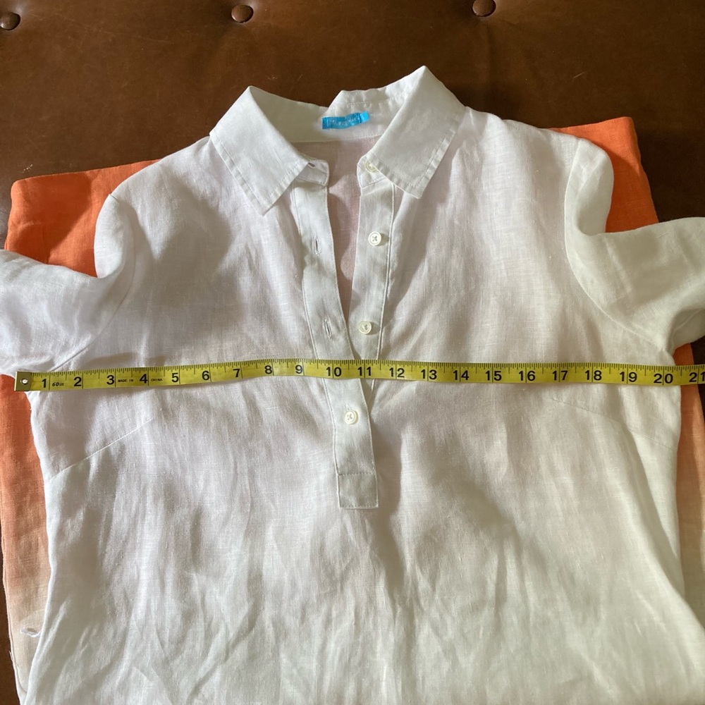 J McLaughlin SZ S white orange linen shirt dress - Picture 6 of 7